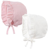 Lovely Baby Girl Hospital Hat Soft Cotton Newborn Beanie Winter Baby Hats for Infant Girls (M, White+Pink)